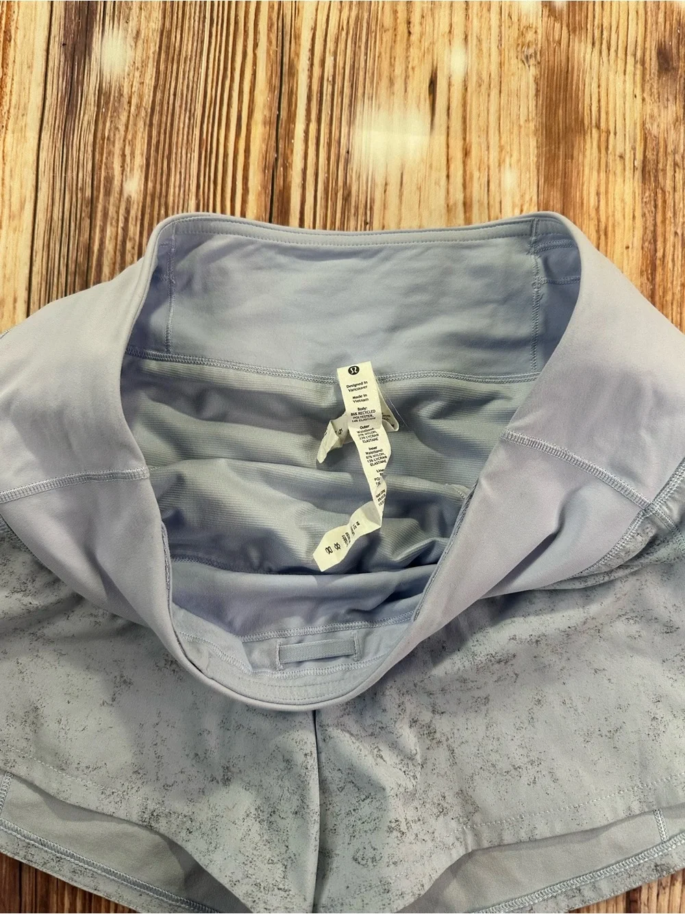 LULULEMON SPEED UP MR MID RISE LINED SHORT Size  6 GRAVEL DUST PASTEL BLUE - Picture 7 of 14